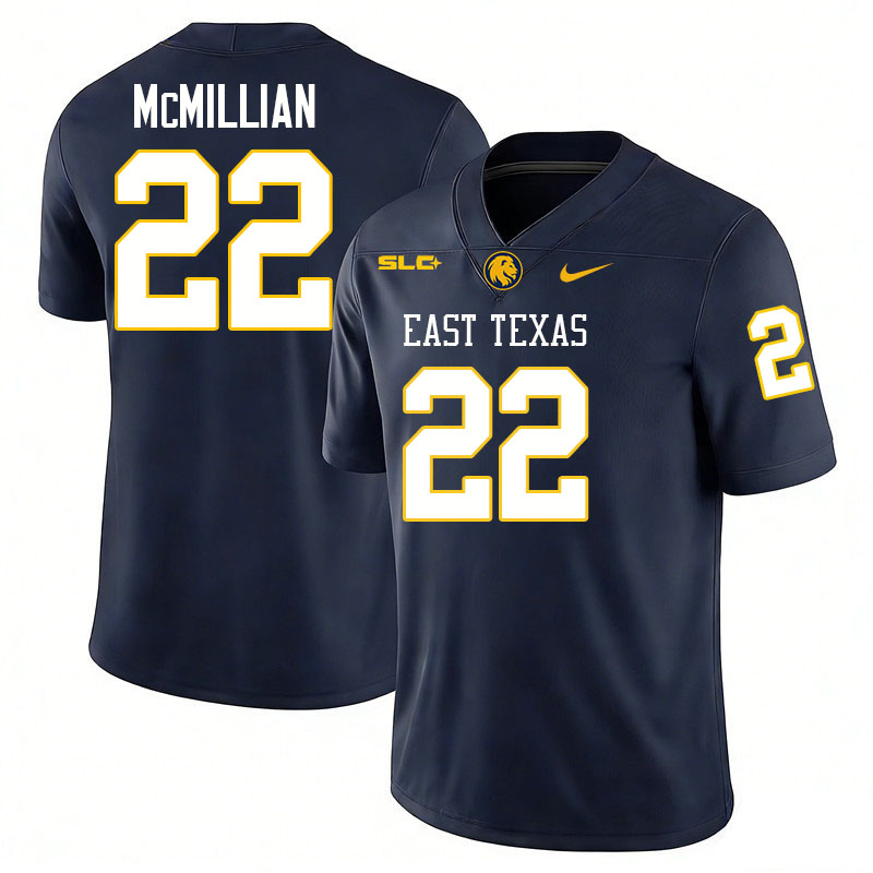 East Texas A&M Lions #22 JaiSean McMillian College Football Jerseys,Uniforms-Navy